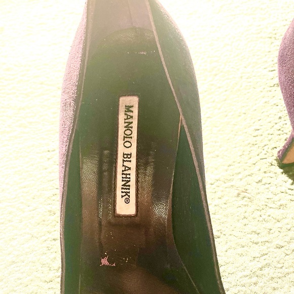 Manolo Blahnik, Purple, Suede, Peep-toe Pumps - Size 38 1/2 - Picture 2 of 4